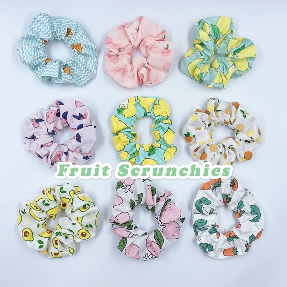Set of 9 Scrunchies Fruit Scrunchies - Picture 1 of 10